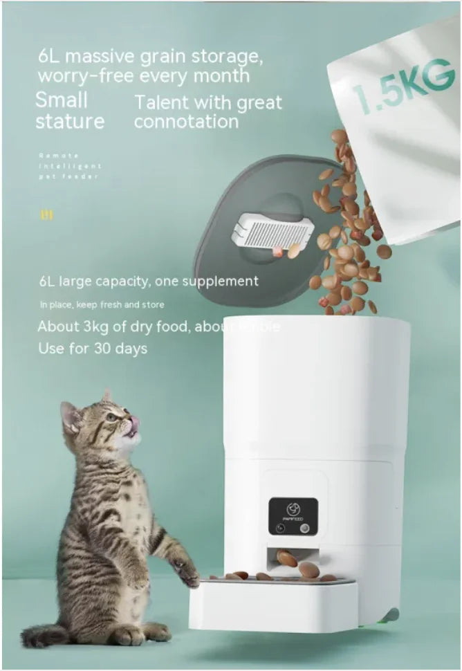 Smart WiFi Pet Feeder – Automatic 6L Food Dispenser for Pets