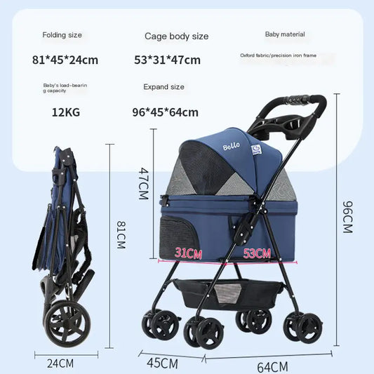 Luxury Pet Stroller — Lightweight Folding Travel Carrier