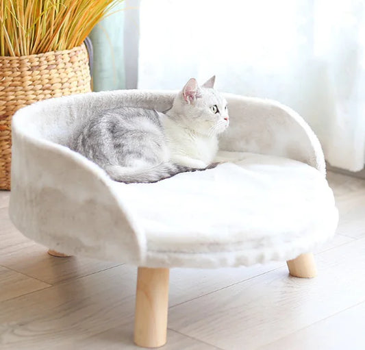 Raised Cat Bed with Backrest — Modern Comfort Lounge for Cats & Small Dogs