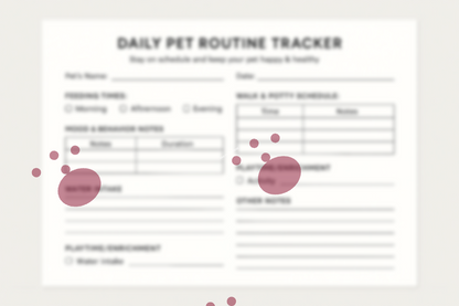 Pet Routine Tracker — Daily Care Schedule & Vet Visit Log (Printable PDF Download)
