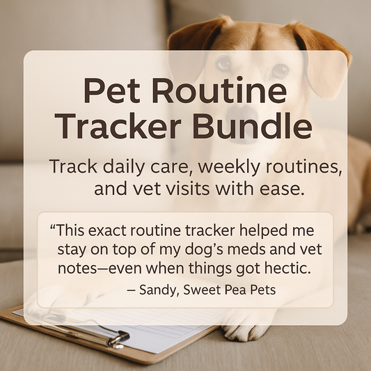 Pet Routine Tracker — Daily Care Schedule & Vet Visit Log (Printable PDF Download)