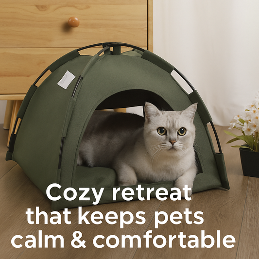 Calming Cat & Dog Tent Bed with Cooling Mat — Cozy Indoor Retreat