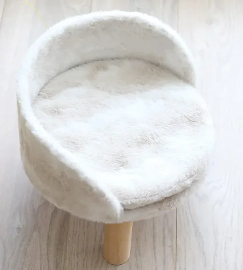 Raised Cat Bed with Backrest — Modern Comfort Lounge for Cats & Small Dogs